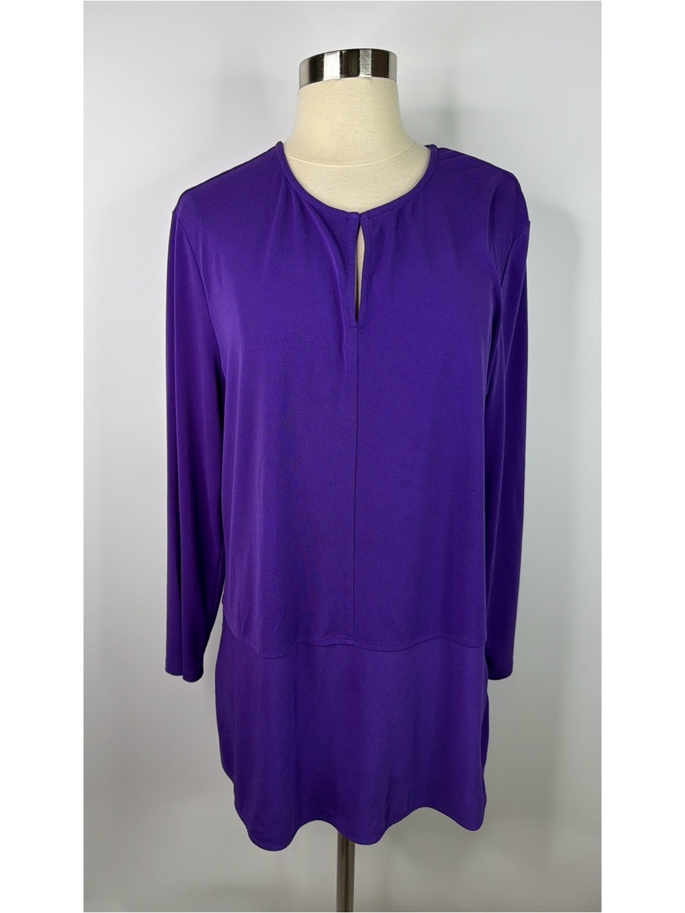 Lauren Ralph Lauren Keyhole Elastane Round Neck Long Sleeve Blouse